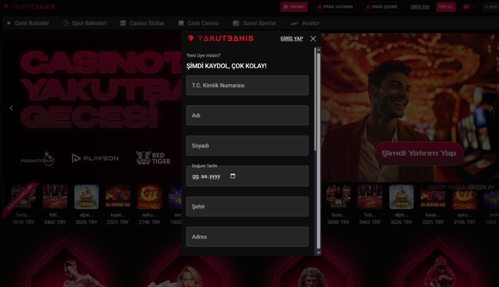 yakutbahis kayıt ve üyelik
